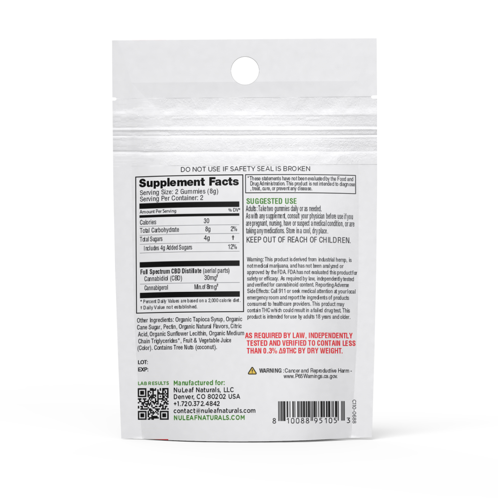 CBD Sour Gummy Assortment - 4ct Mylar x 12 Counter Display