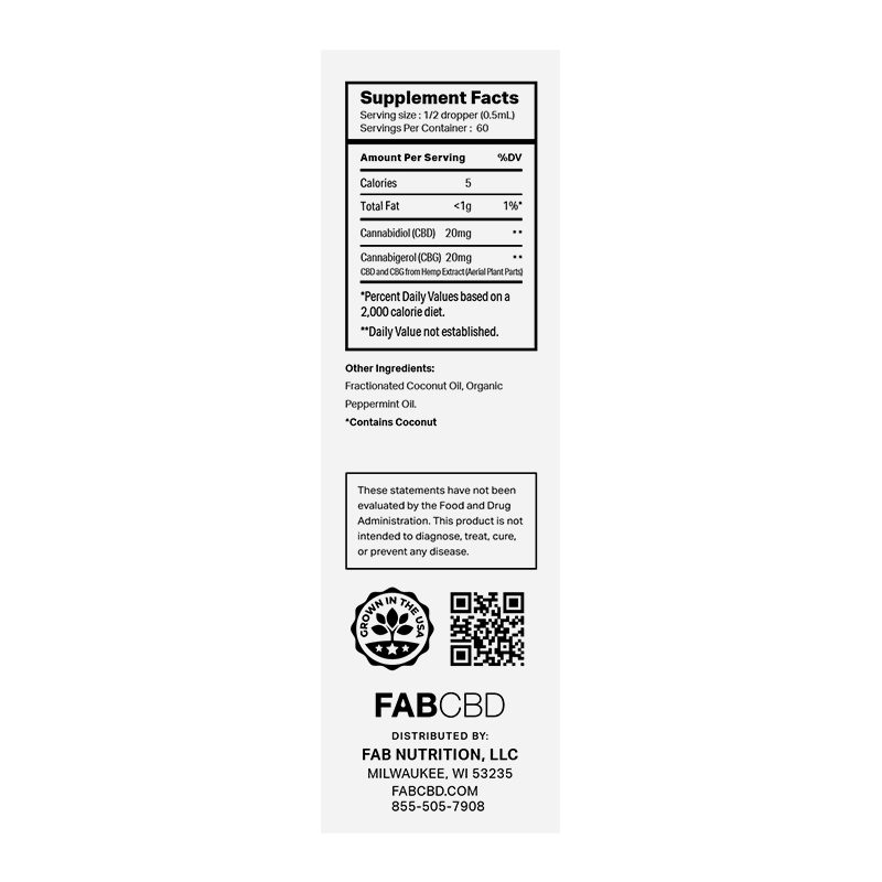 CBD:CBG Oil, Mint- 30mL