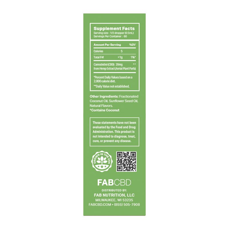 FG 1200mg 30mL CBD MCT Natural (40mg/mL) Tincture FAB