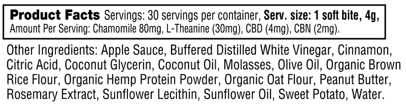 180mg CBD:CBN (2:1) Calm Dog Chews, 30ct (6mg/unit)