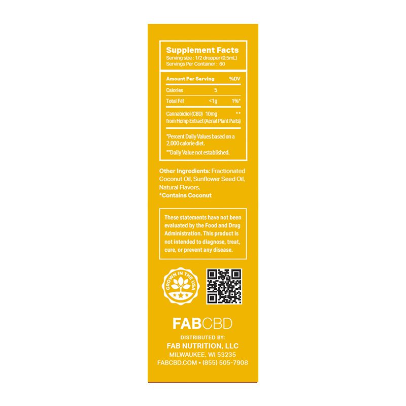 FG 600mg 30mL CBD MCT Citrus (20mg/mL) Tincture FAB