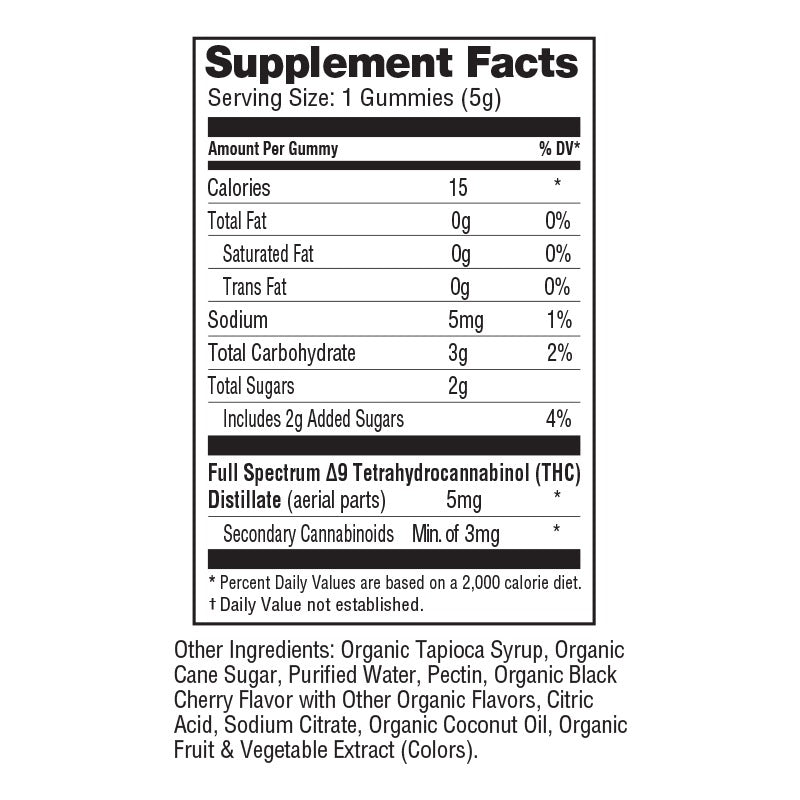 Delta 9 Gummies Black Cherry - 90ct