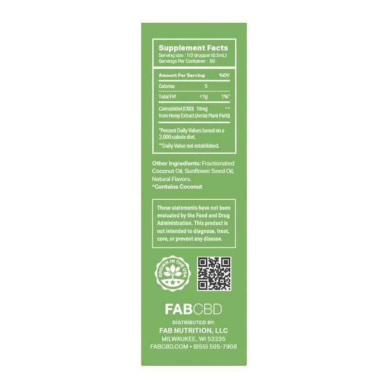 FG 600mg 30mL CBD MCT Natural (20mg/mL) Tincture FAB