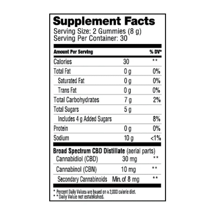 CBD:CBN Sleep Gummies Sour Citrus - 60ct (THC-Free)