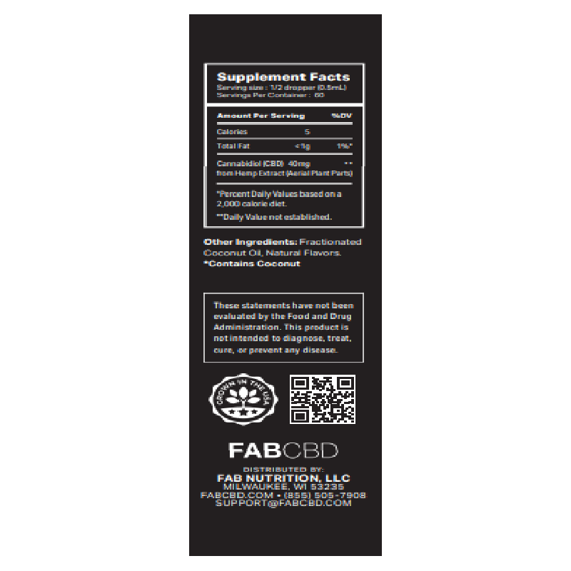 FG 2400mg 30mL CBD MCT Natural (80mg/mL) Tincture FAB