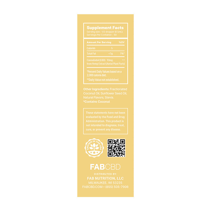 FG 600mg 30mL CBD MCT Vanilla (20mg/mL) Tincture FAB
